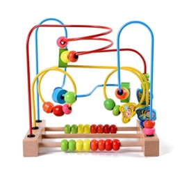 Lewo Motorikschleife aus Holz mit drei verschiedenen Schleifen Tierkreis Roller Coaster um Korn Maze Spielzeug für Kinder - 1